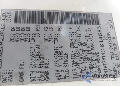 2018 Nissan Rogue Sv from USA, damaged, VIN 5N1AT2MT4JC814885